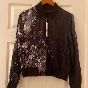 Tahari Silk Bomber Jacket